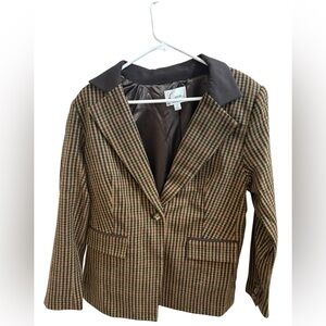 Linea by Louis Dell’Olio Plaid Blazer Jacket Women’s Size 14 Acrylic Wool Blend